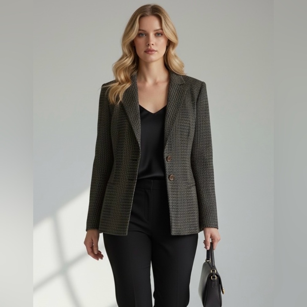 Vintage Giorgio Armani Borogonuovo 21 Wool Herringbone Blazer Jacket Size 10